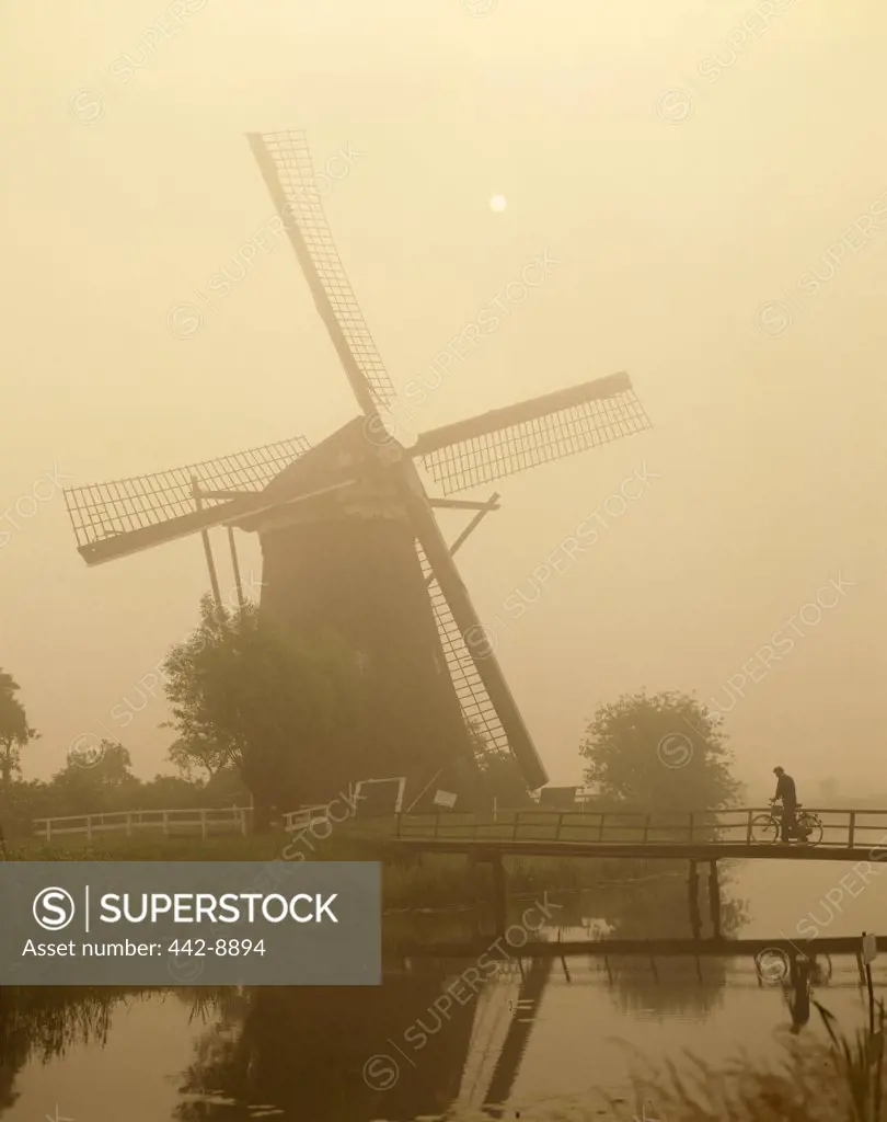 Windmill and Cyclist, Zaanse Schans, Netherlands
