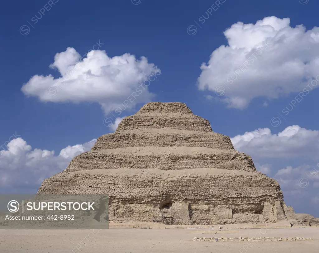 Low angle view of a pyramid, Step Pyramid of Zoser, Sakkara, Egypt