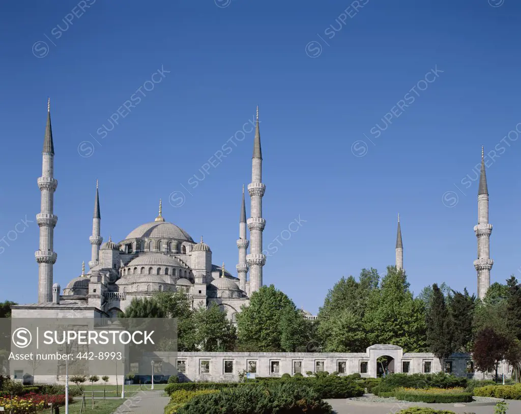 Facade of a mosque, Blue Mosque, Istanbul, Turkey