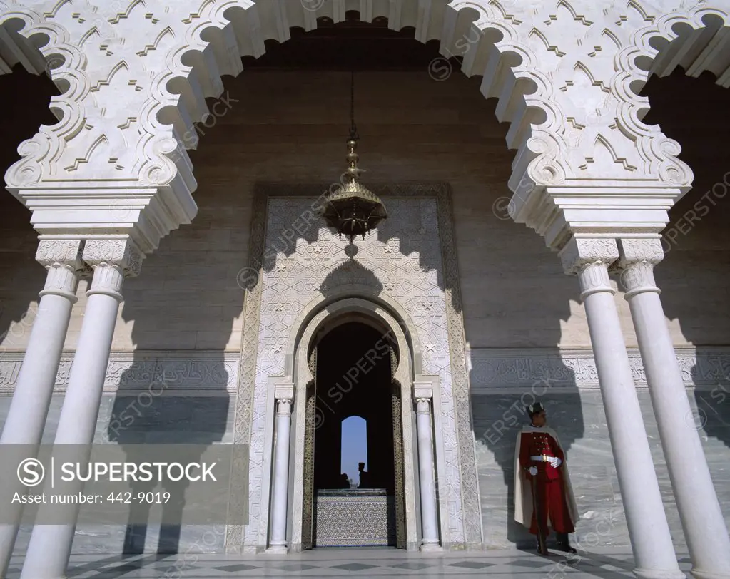 Low angle view of an arched doorway, Mohammed V Mausoleum, Rabat, Morocco