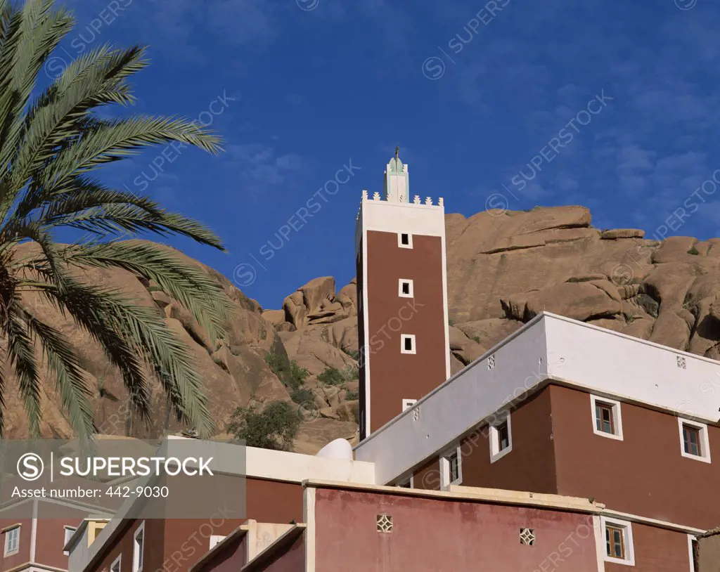 Low angle view of a mosque, Tafraoute Mosque, Tafraoute, Atlas Mountains, Morocco
