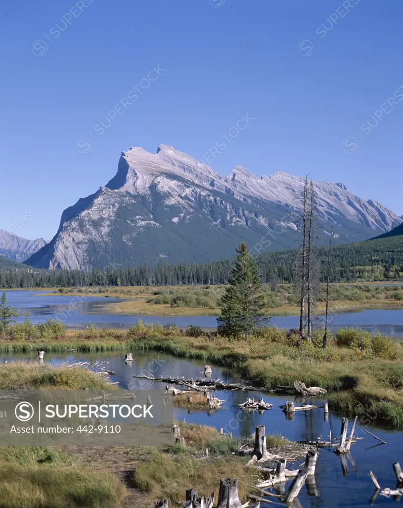 Panoramic view of a mountain, Mount Rundle, Banff, Alberta, Canada