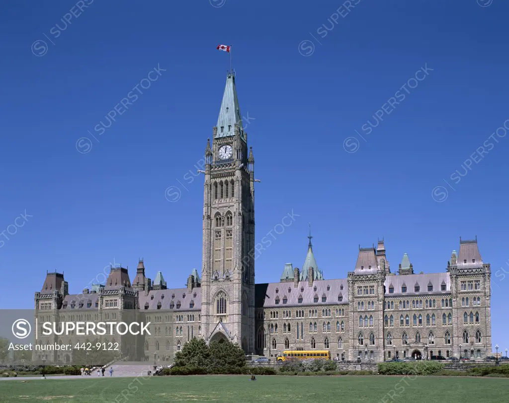 Facade of a government building, Parliament Hill, Ottawa, Ontario, Canada