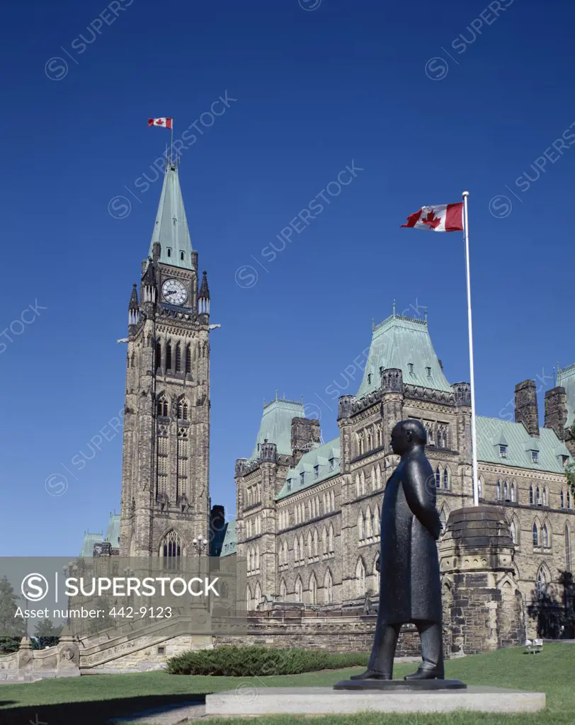 Low angle view of a government building, Parliament Hill, Ottawa, Ontario, Canada
