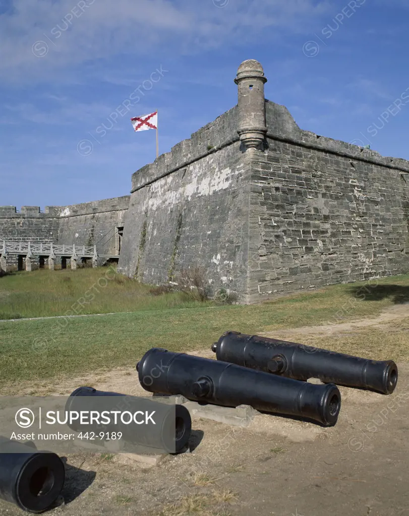 Canons at a fort, Castillo de San Marcos National Monument, St. Augustine, Florida, USA