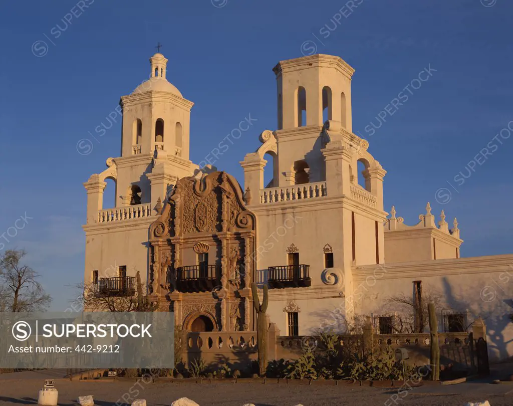 Low angle view of a church, Mission San Xavier del Bac, Tucson, Arizona, USA