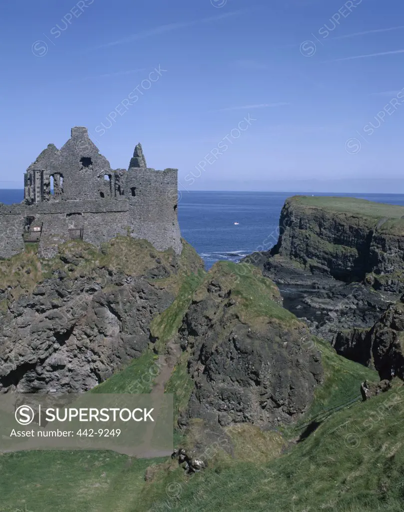 Ancient ruins of a castle, Dunluce Castle, County Antrim, Northern Ireland