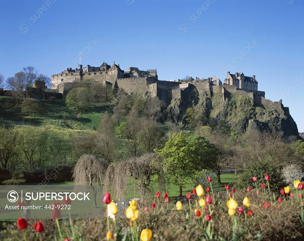 Low angle view of the Edinburgh Castle, Edinburgh, Scotland