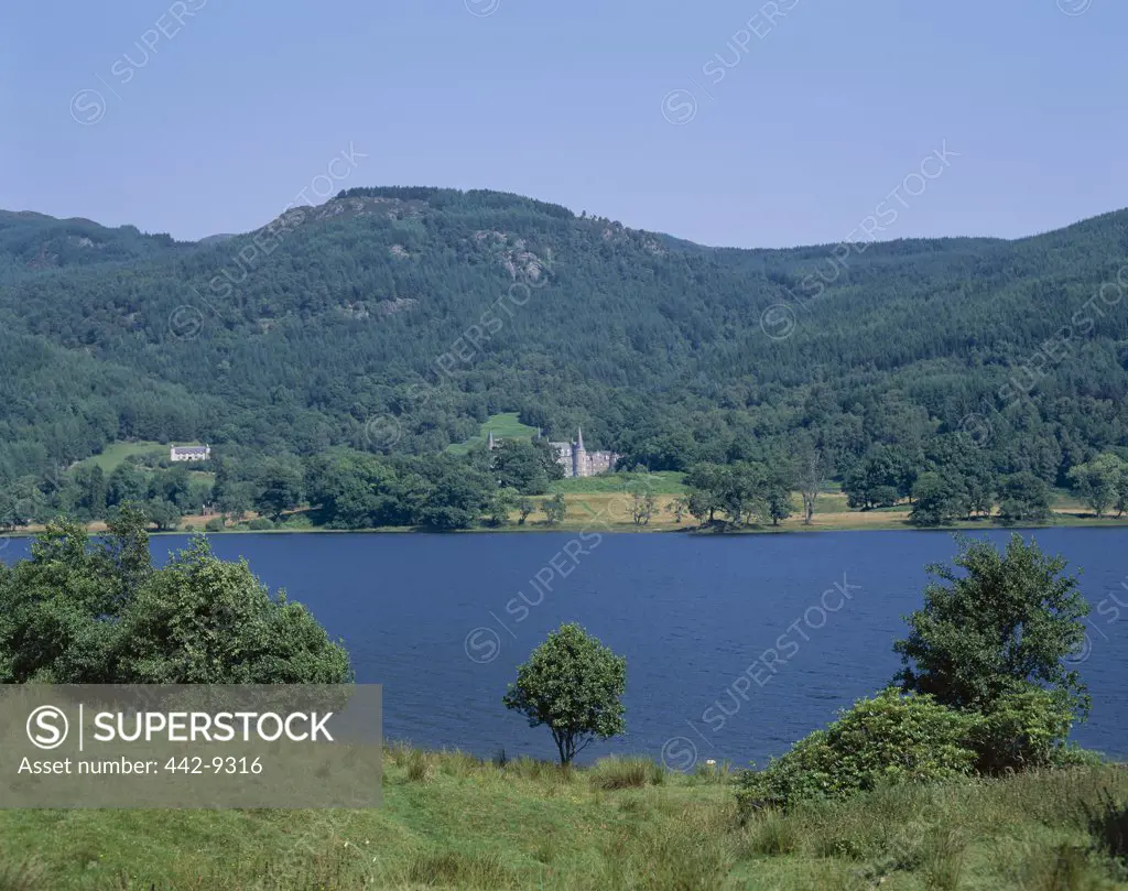 Lake surrounded by hills, Loch Achray, Trossochs, Scotland