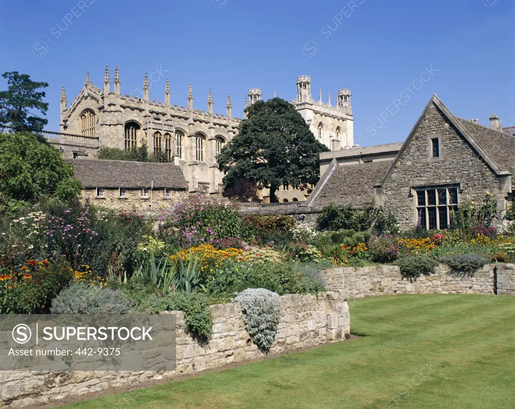 Garden in front of Christchurch College, Oxford, Cambridgeshire, England