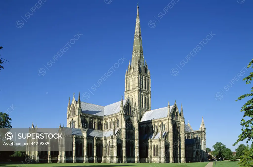 Facade of the Salisbury Cathedral, Salisbury, Wiltshire, England