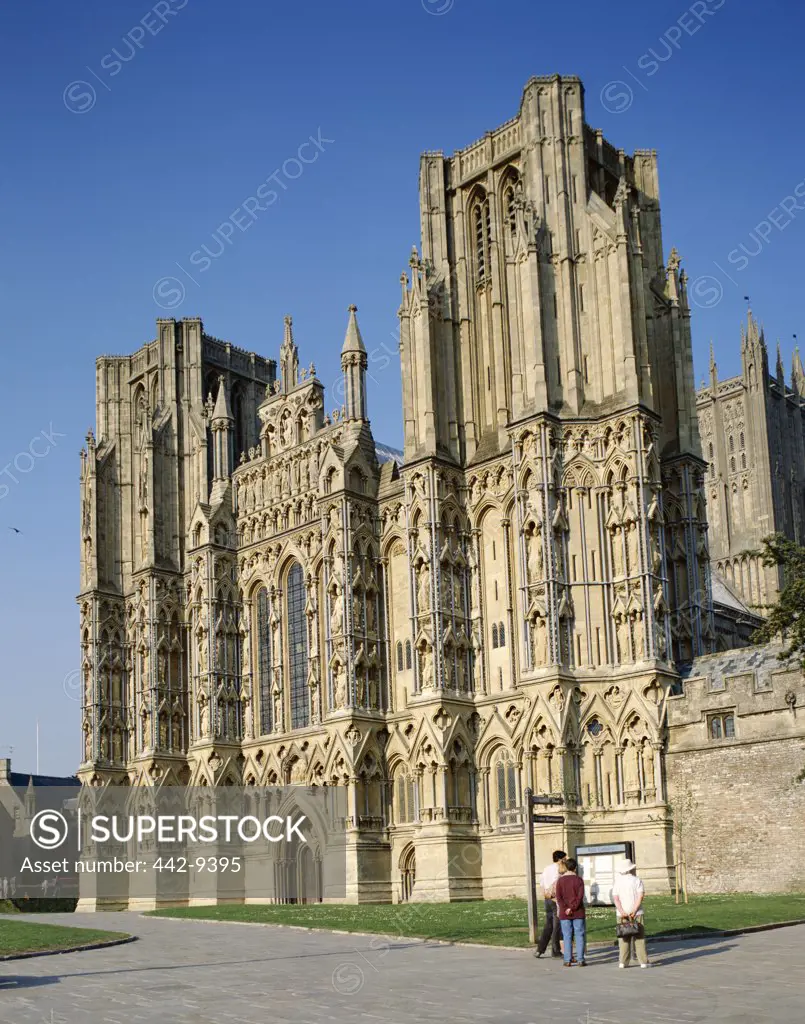 Facade of the Wells Cathedral, Wells, Somerset, England