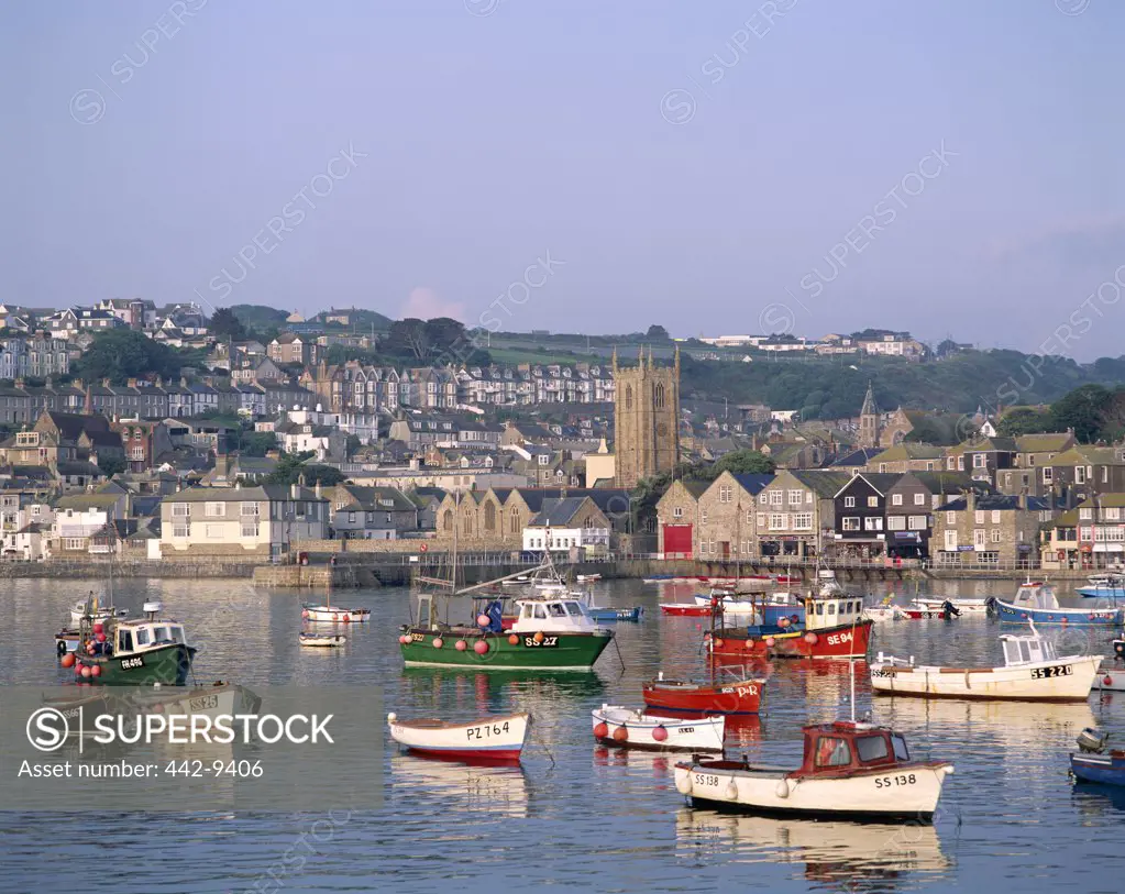 Boats in a harbor, St. Ives, Cornwall, England