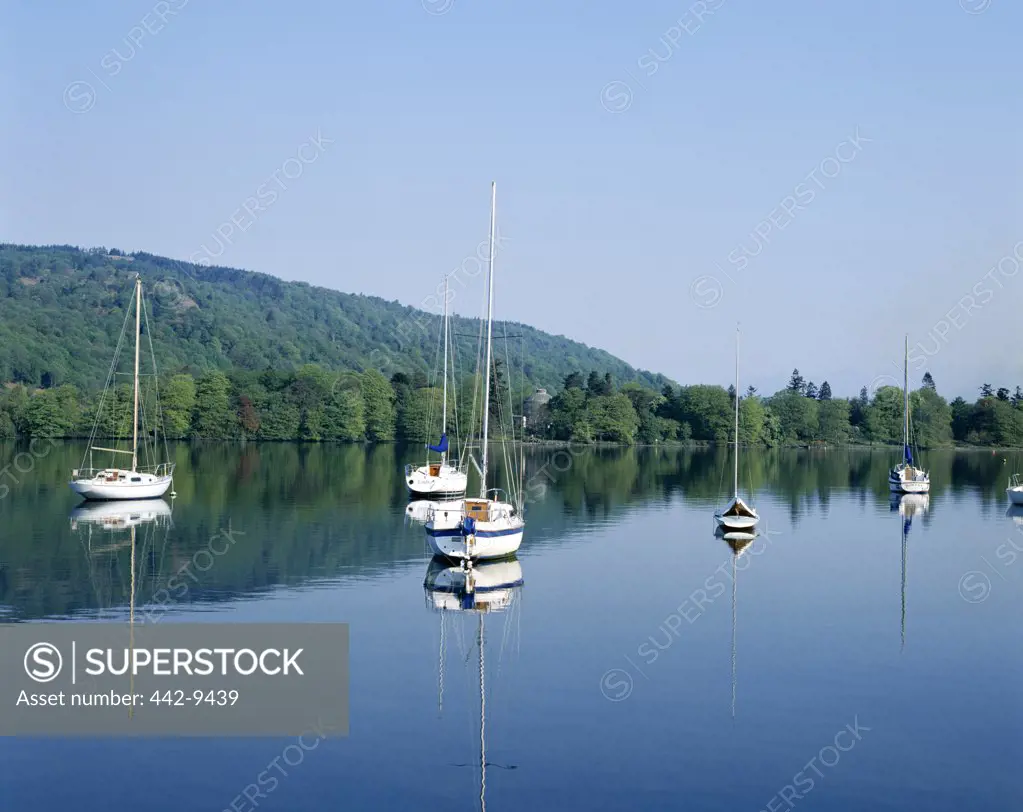 Boat on a lake, Windermere Lake, Lake District, Cumbria, England
