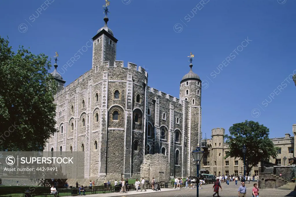 Low angle view of Tower of London, London, England