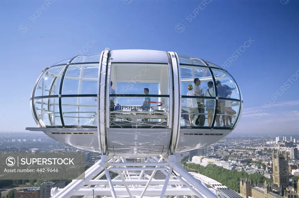 People in a capsule on London Eye, London, England