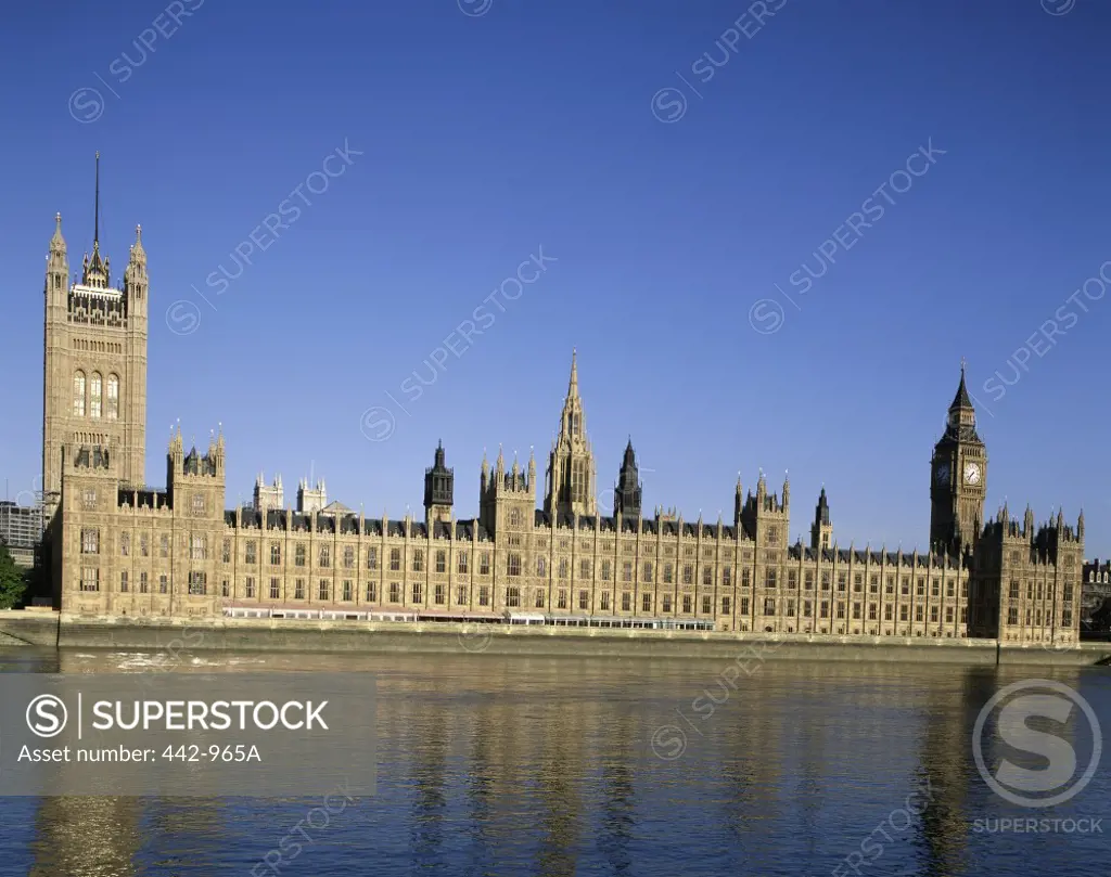 Government building on the waterfront, Big Ben, Houses of Parliament, London, England