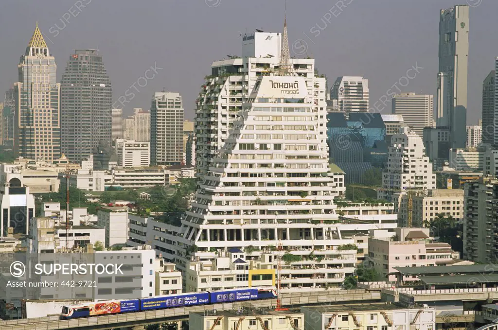 High angle view of skyscrapers in a city, Bangkok, Thailand
