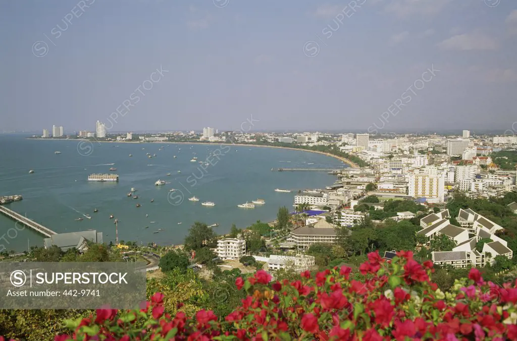 High angle view of a coastline, Pattaya beach, Pattaya, Thailand