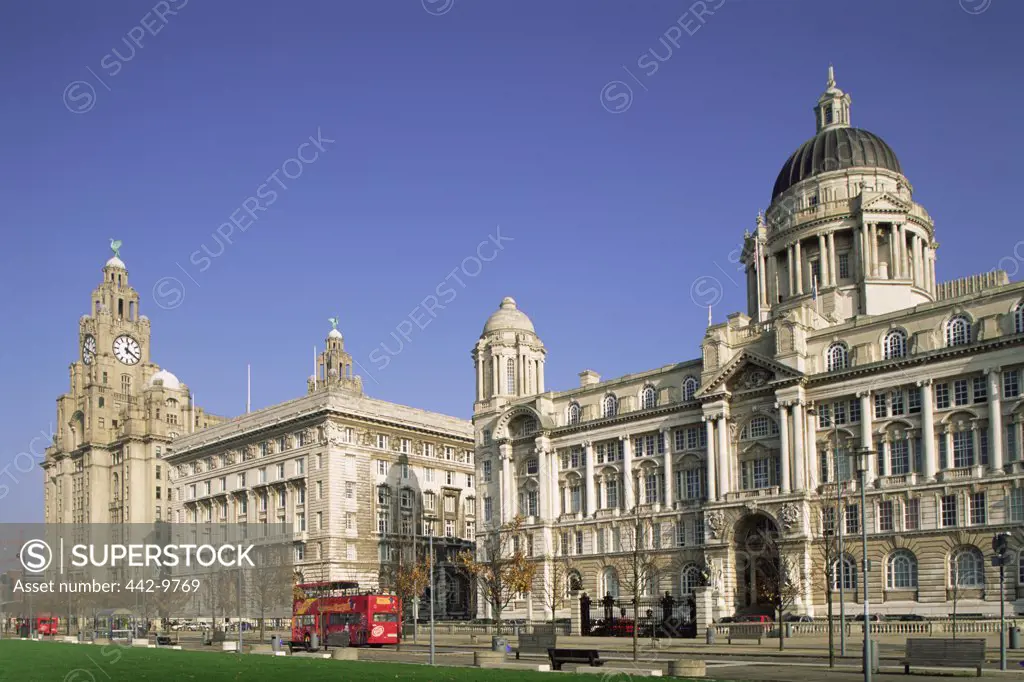 Facade of a building, Cunard Building, Royal Liver Building, Liverpool, England