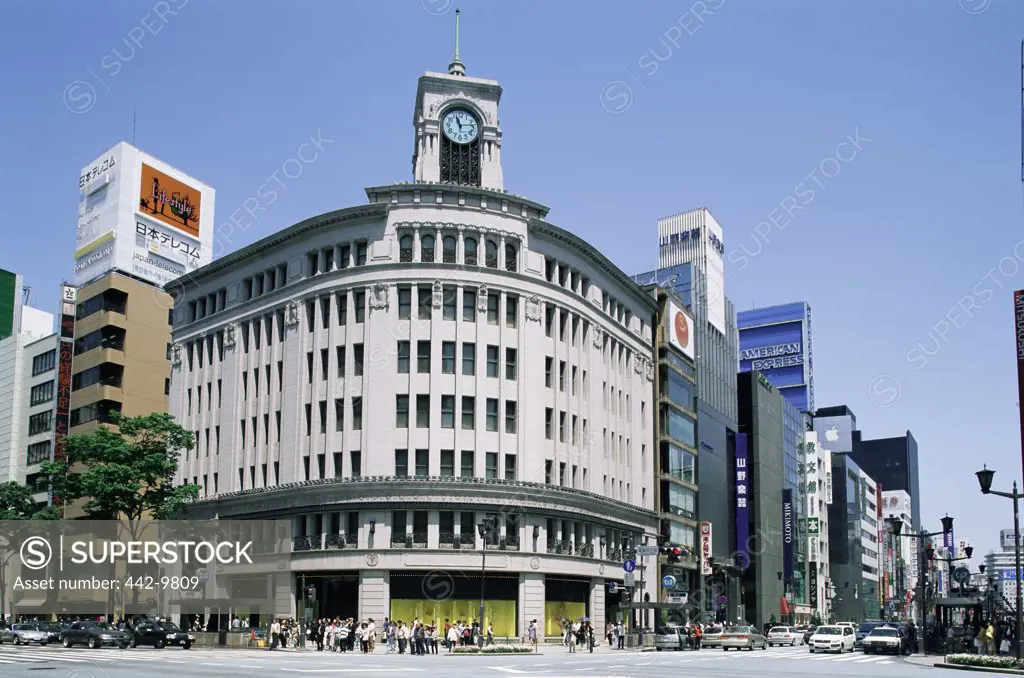Low angle view of buildings in a market, Wako Department Store, Tokyo, Japan