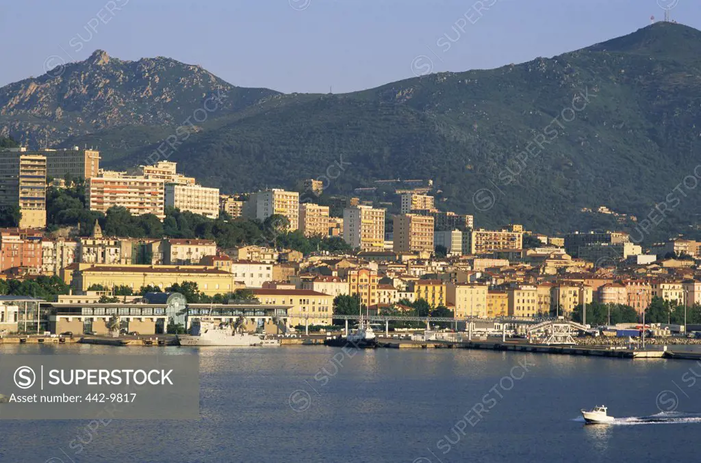 Buildings on the waterfront, Ajaccio, Corsica, France