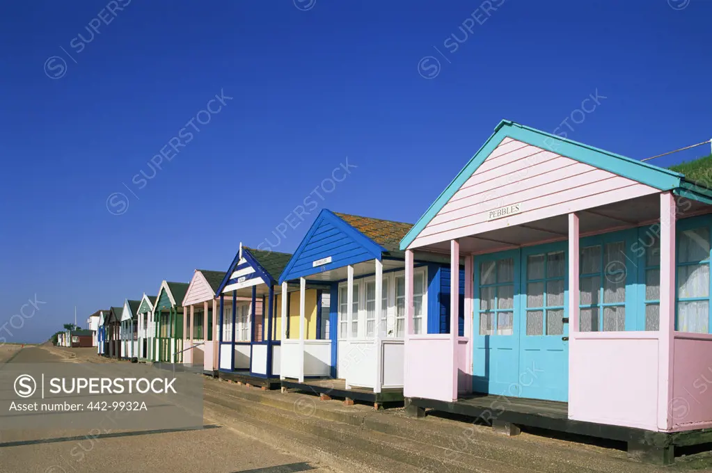 Beach huts in a row, Southwold, England