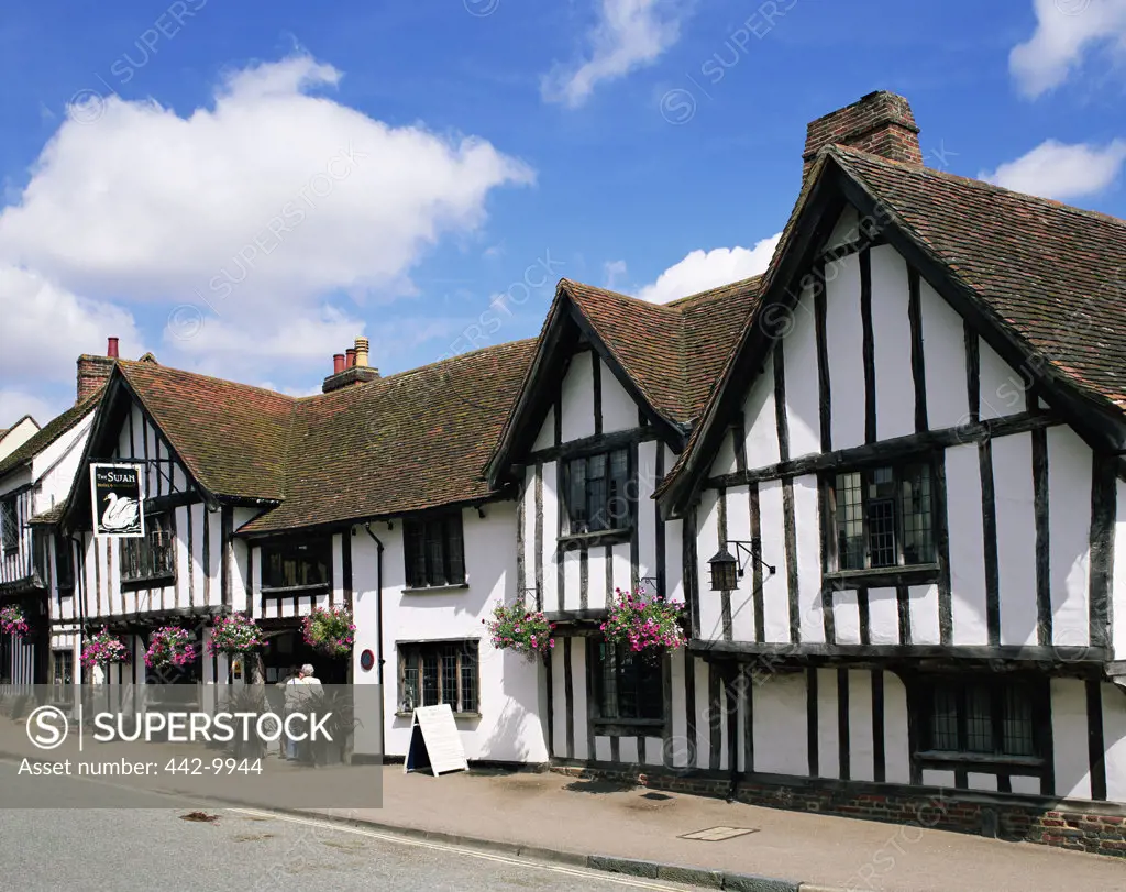Facade of a hotel in a village, Swan Hotel, Lavenham, Suffolk, England