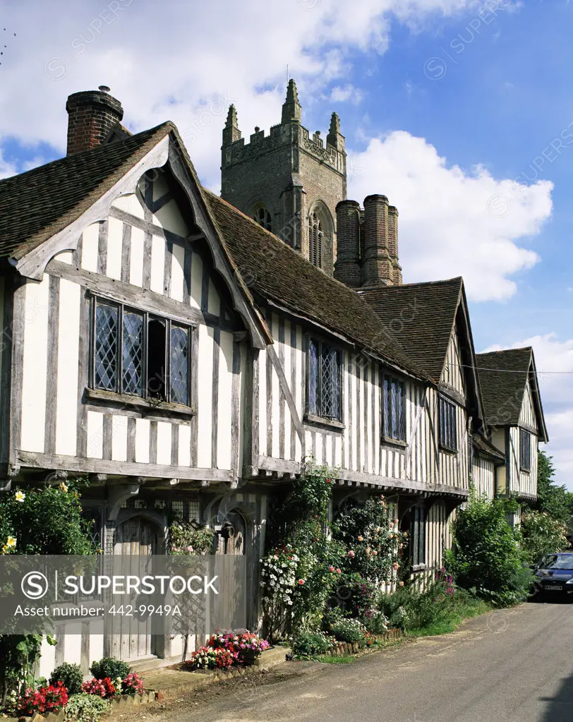 Facade of a cottage in a village, Stoke by Nayland, Suffolk, England
