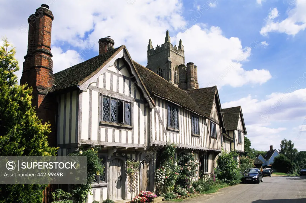 Facade of a cottage in a village, Stoke by Nayland, Suffolk, England