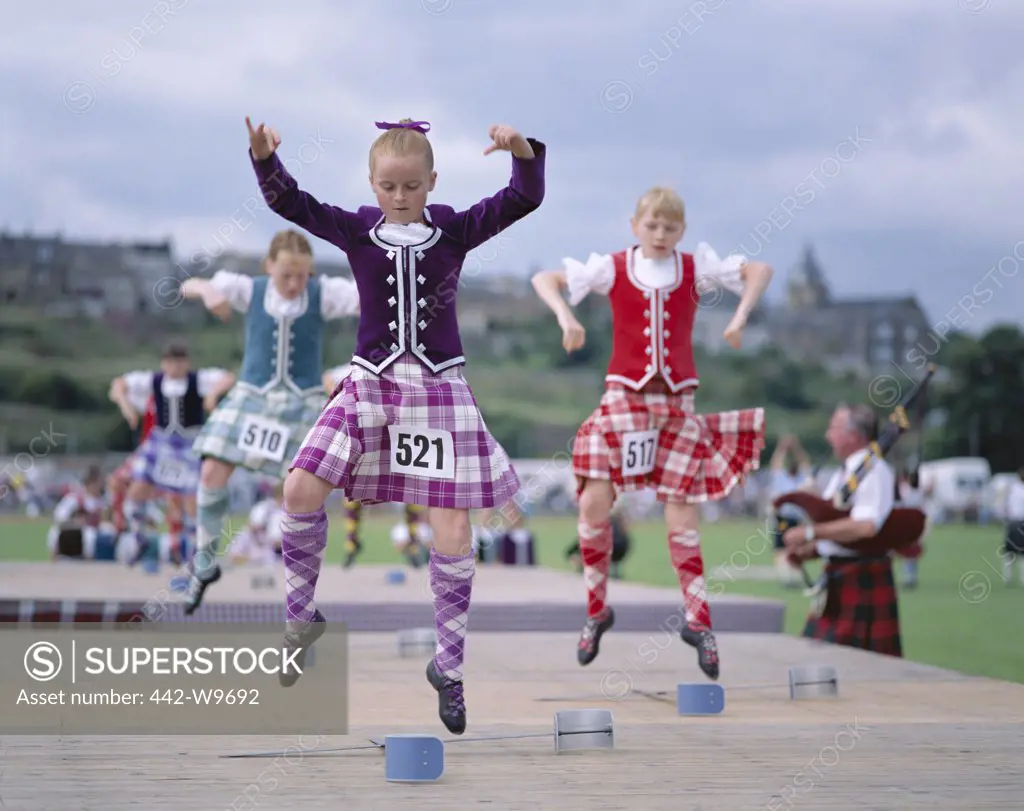 Group of girls Highland dancing, Highland Games, Highlands, Scotland