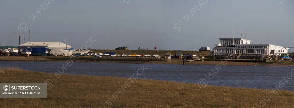 Aldeburgh Yacht Club viewed from the west looking over the River Alde - Suffolk