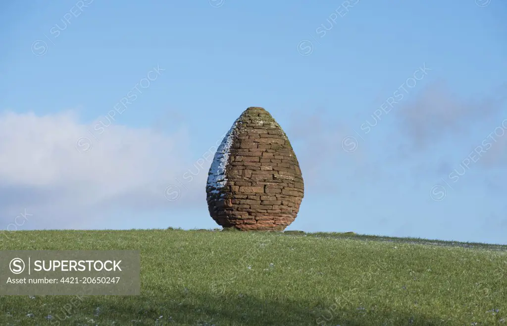 'Millennium Cairn' sculpture, created by famous sculptor Andy Goldsworthy, Penpont, near Thornhill, Dumfries and Galloway, Scotland, January
