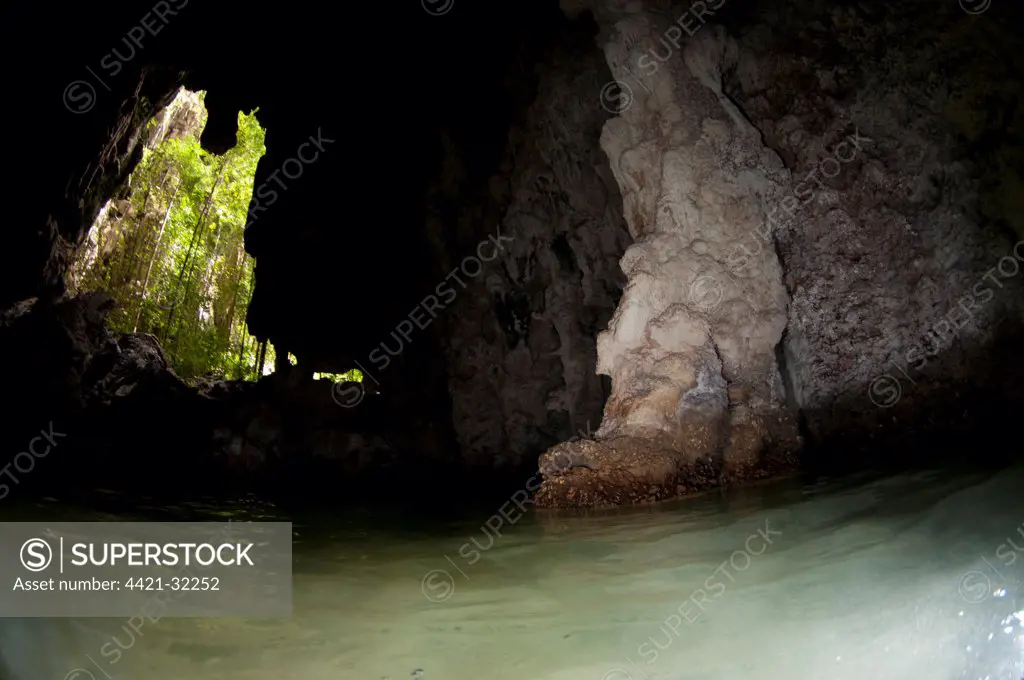 Sea cave and entrance, Raja Ampat Islands (Four Kings), West Papua, New Guinea, Indonesia, december