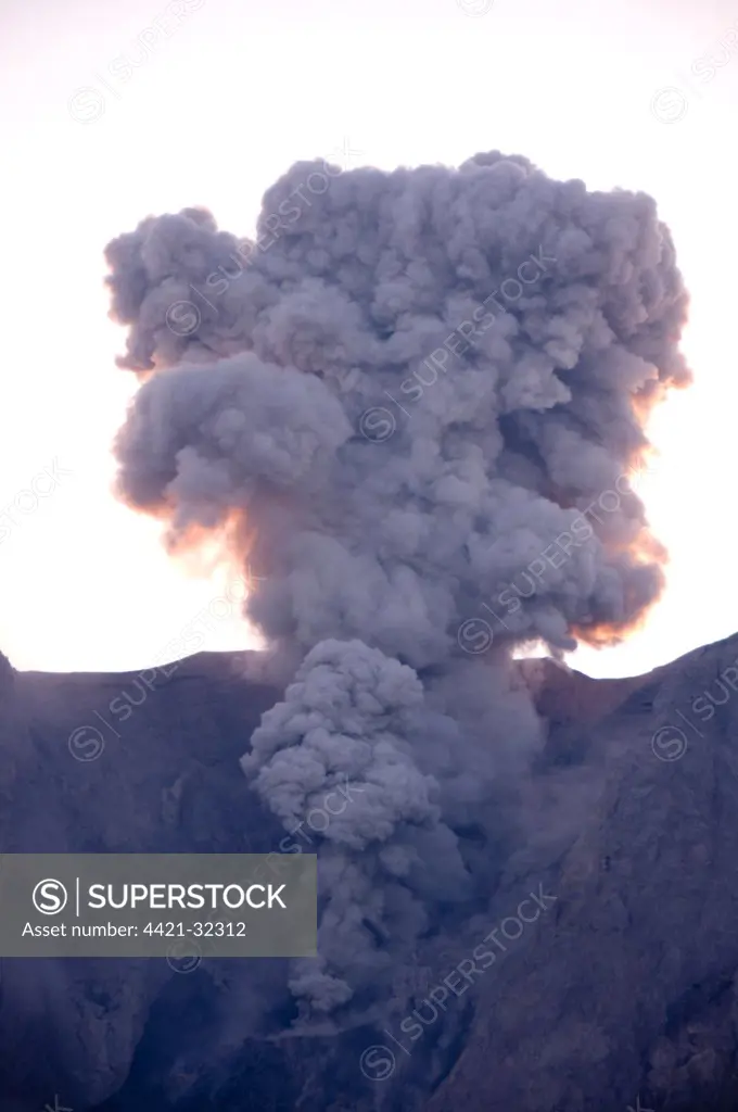 Volcanic eruption and ash plume, Mount Komba, Alor Archipelago, Lesser Sunda Islands, Indonesia