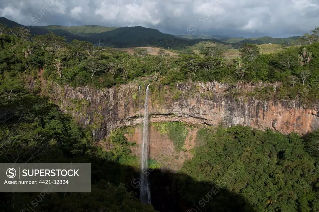 Chamarel Waterfall from St. Denis and Viande Salee Rivers, Black River Gorges N.P., Black River District, West Mauritius