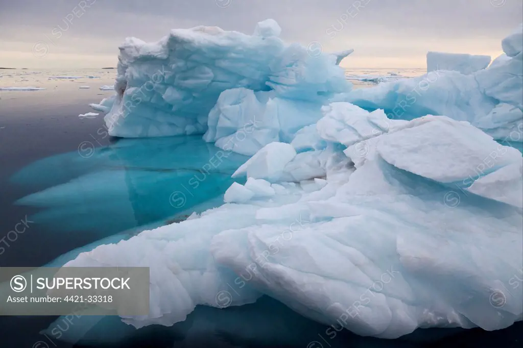 Iceberg drifting at sea, Arctic Sea, Spitsbergen, Svalbard, august