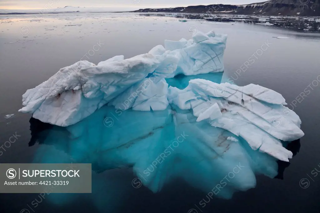 Iceberg drifting at sea, Arctic Sea, Spitsbergen, Svalbard, august