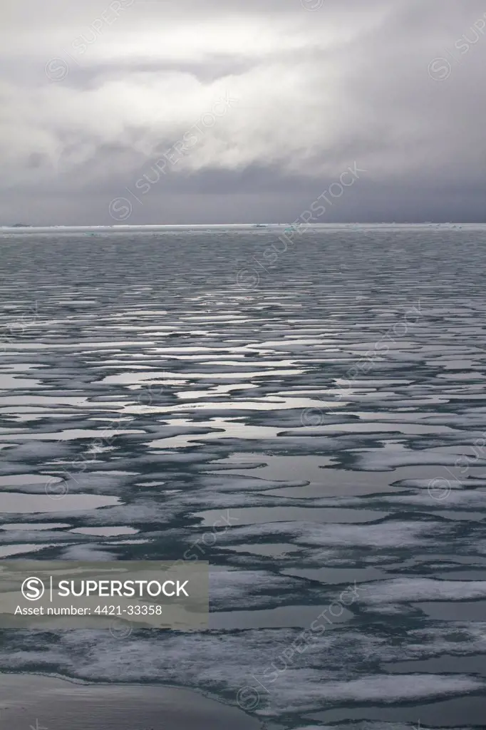 View of sea ice, Spitzbergen, Svalbard, july