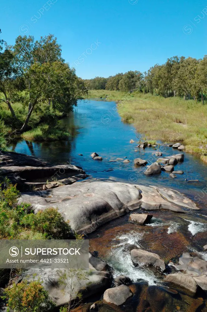 View of rocks in river, Pioneer River, Finch Hatton, near Eugella N.P., Queensland, Australia, august