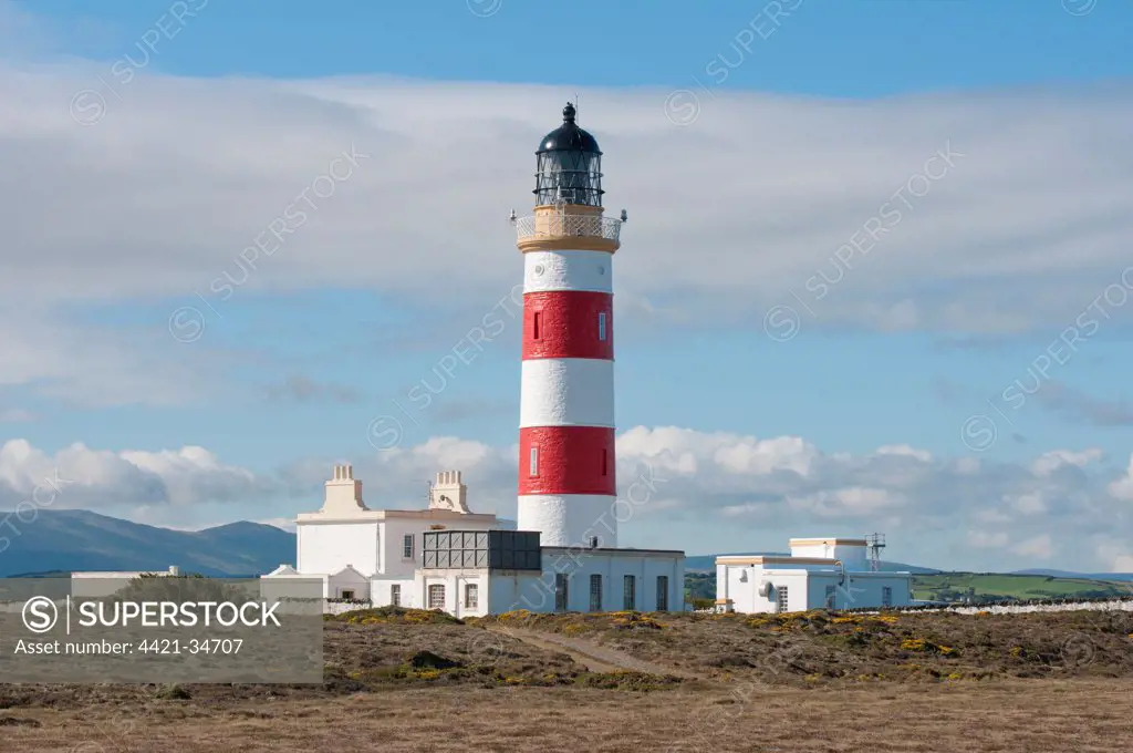 View of coastal lighthouse, Point of Ayre Lighthouse, Point of Ayre, Isle of Man, august