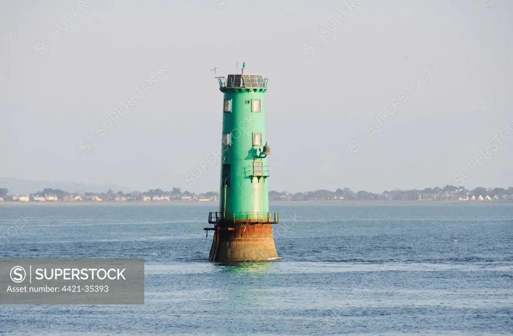 Lighthouse at harbour entrance, Dublin Port, Dublin Bay, Ireland, november