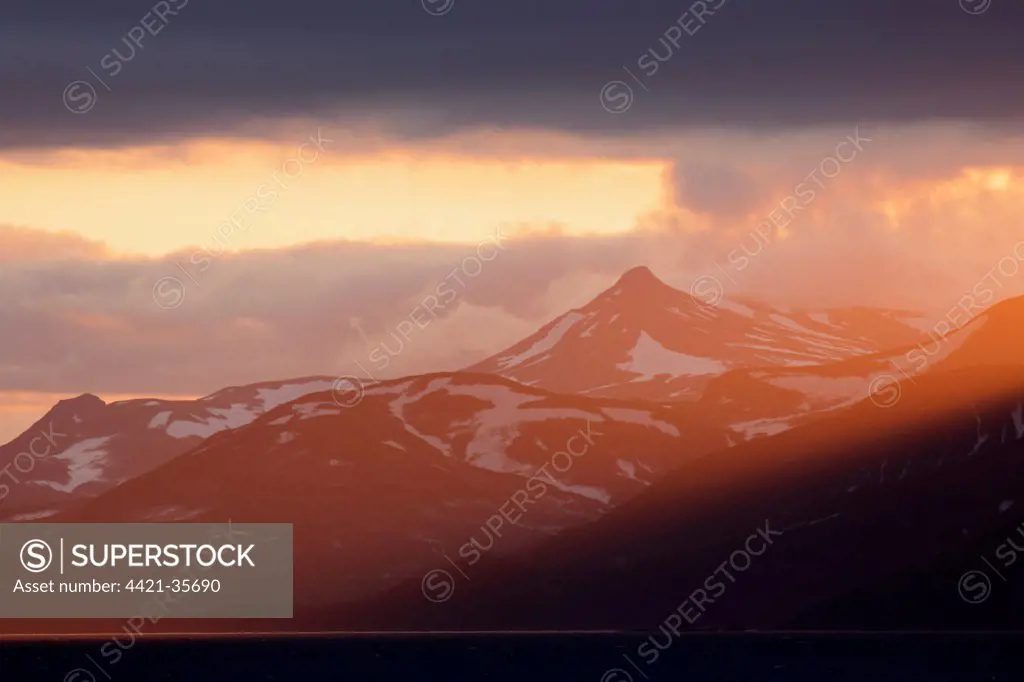 View of coastline at sunset, Kamchatka Peninsula, Kamchatka Krai, Russian Far East, Russia, june