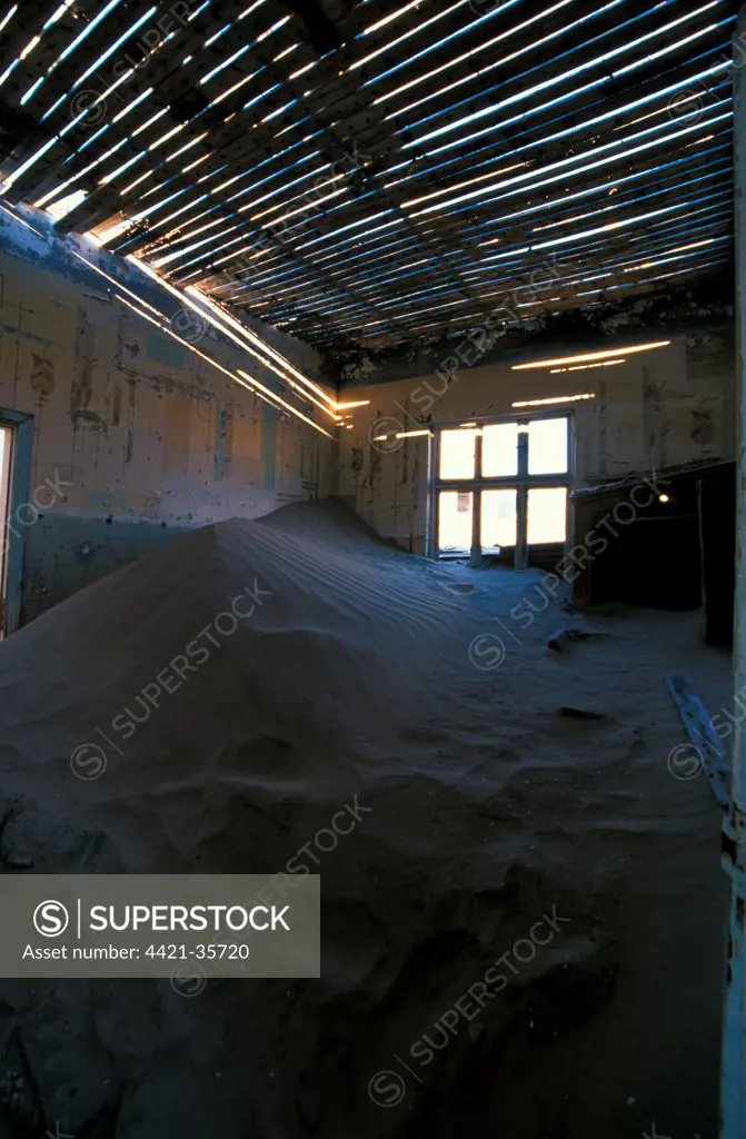 Namibia Kolmanskop Diamond Mine Ghost town building after 40 yrs exposed to desert elements
