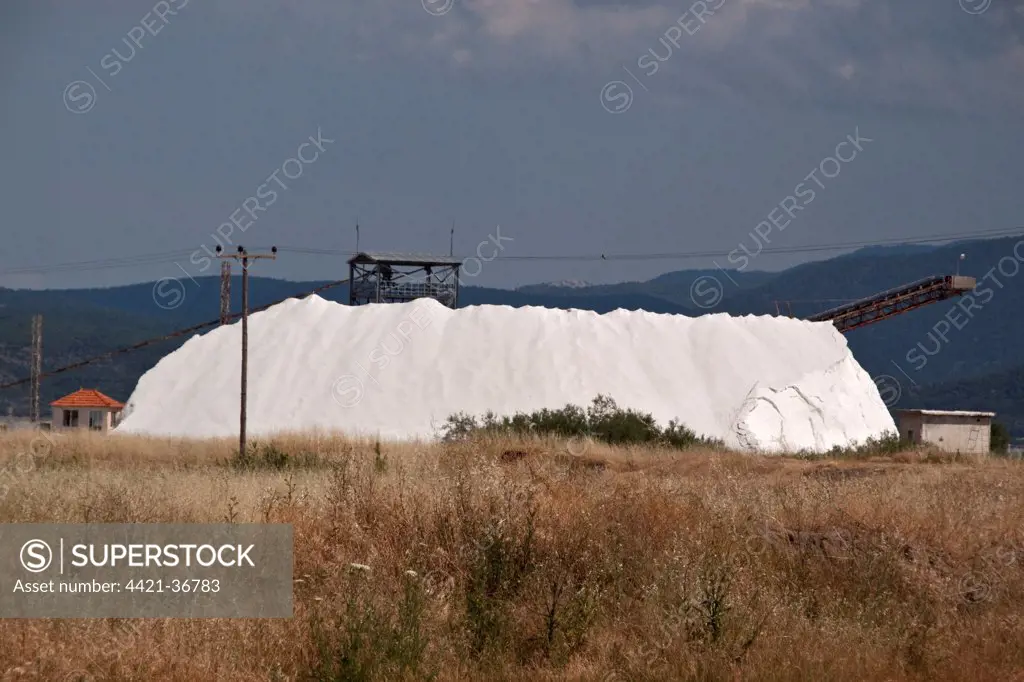 salt at kalloni lesvos, made by evaporation of sea water