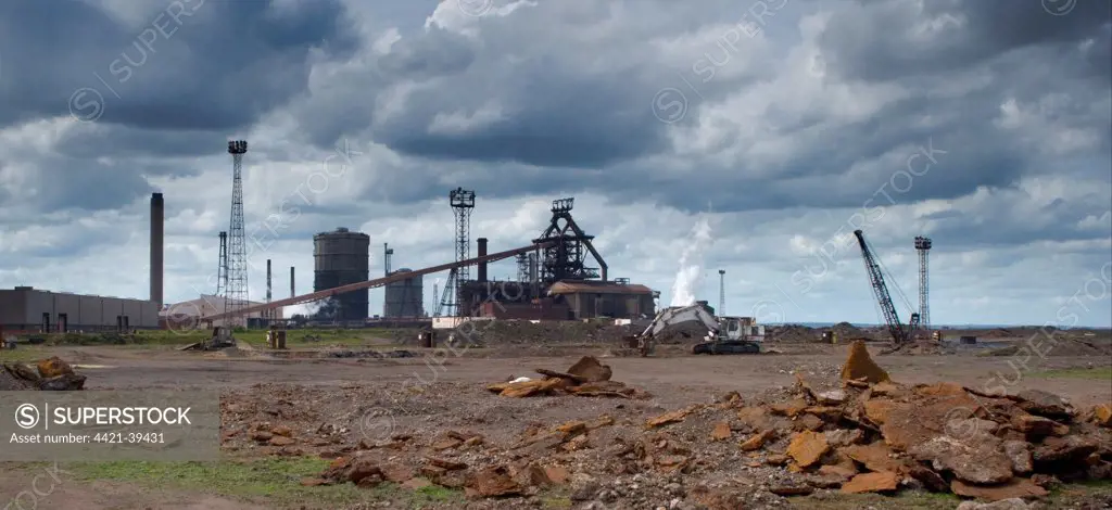 Blast furnace at steelworks, Teesside Steelworks, Redcar, Redcar and Cleveland, Teesside, North Yorkshire, England, may