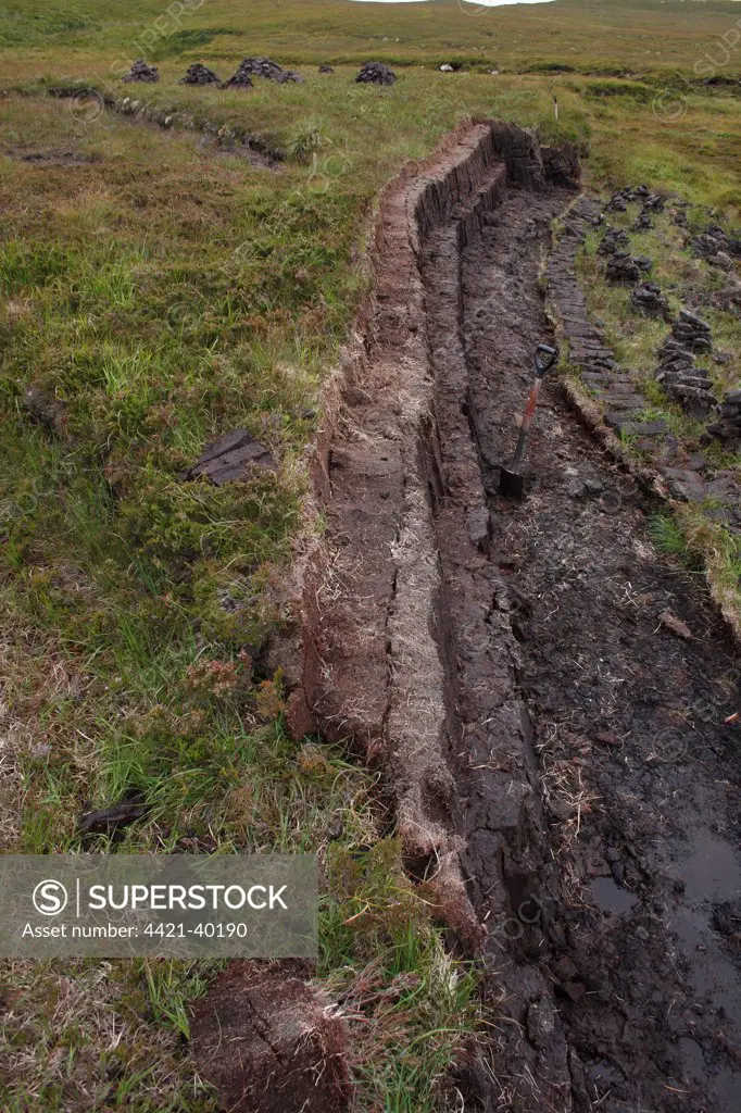 Peat digging bank, Cape Wrath, Sutherland, Highlands, Scotland, august