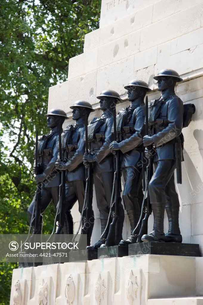 World War One war memorial, Guards Memorial, Horse Guards Parade, Whitehall, City of Westminster, London, England, april