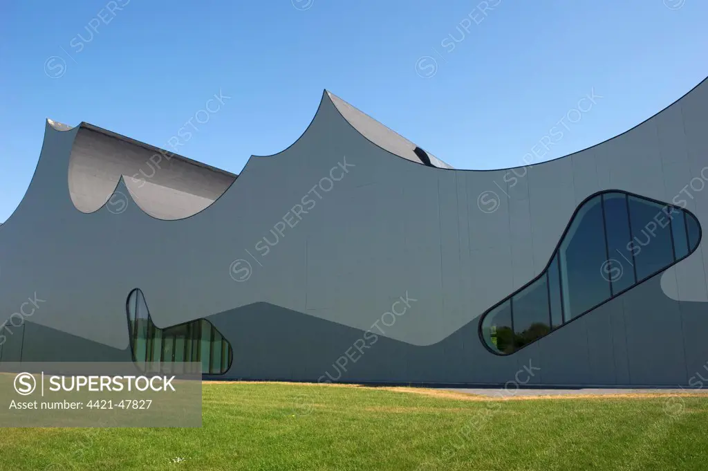 Modern architecture at science theme park, Danfoss Universe, Nordborg, Jutland, Denmark, may