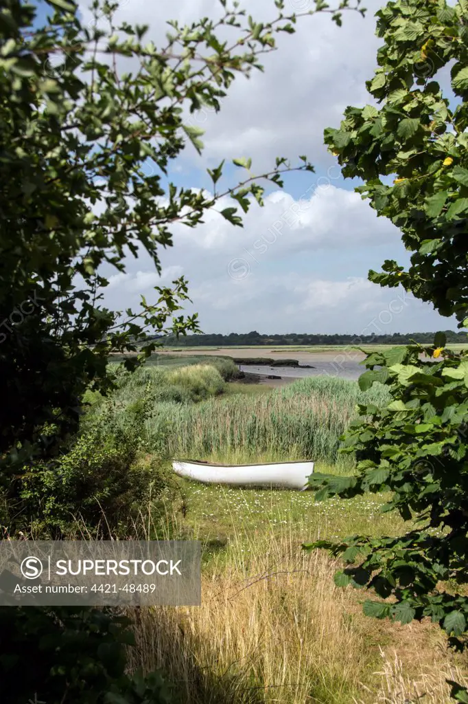 Looking out over the River Alde and marshland habitat  at Iken, Suffolk.
